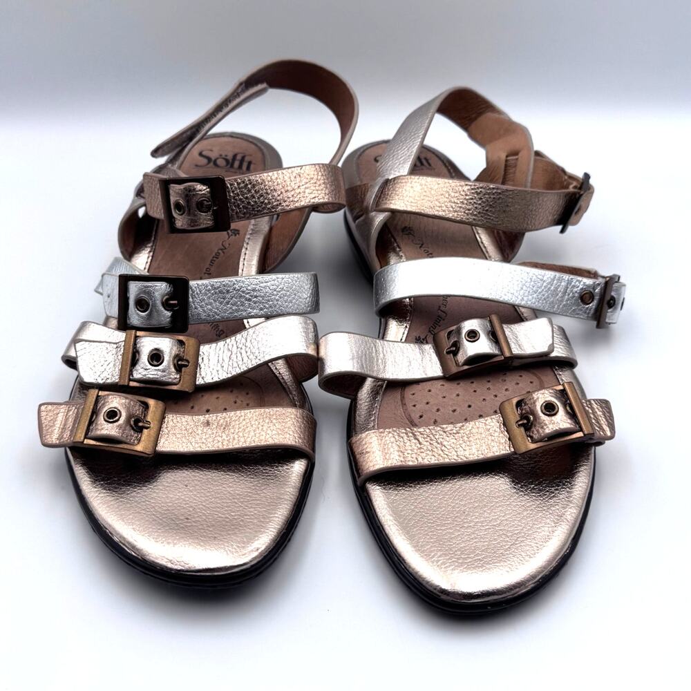 Sofft Sapphire Metallic Multi Strap Gladiator Sandals Comfort Wedge Women's 10
